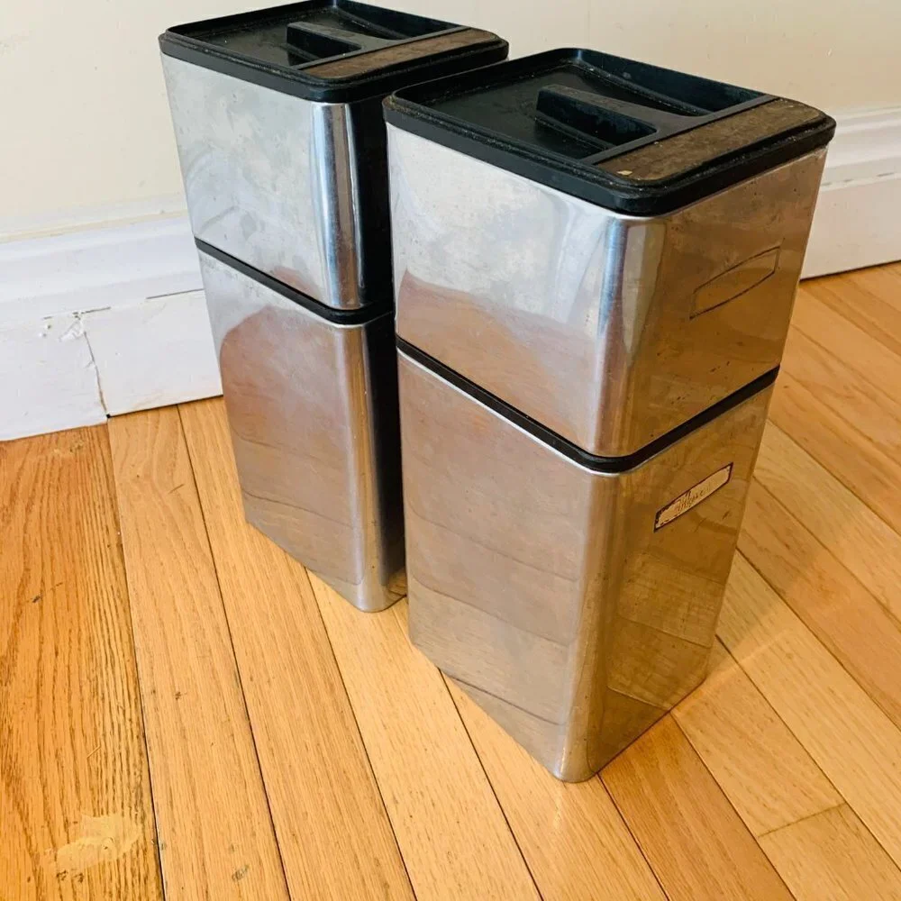 Vintage Mid Century 4 Piece Chrome Canister